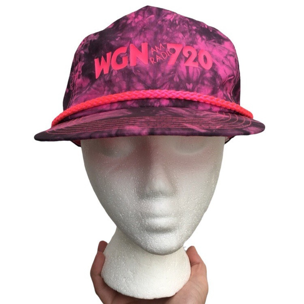 Vintage WGN AM Radio 720 Snapback Hat Pink Sports 90's